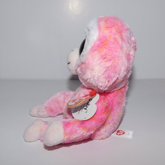 2014 TY Beanie Boos 6" Plush Pink Monkey Sparkle eyes RUBY New w Tag Stuffed - Picture 4 of 7